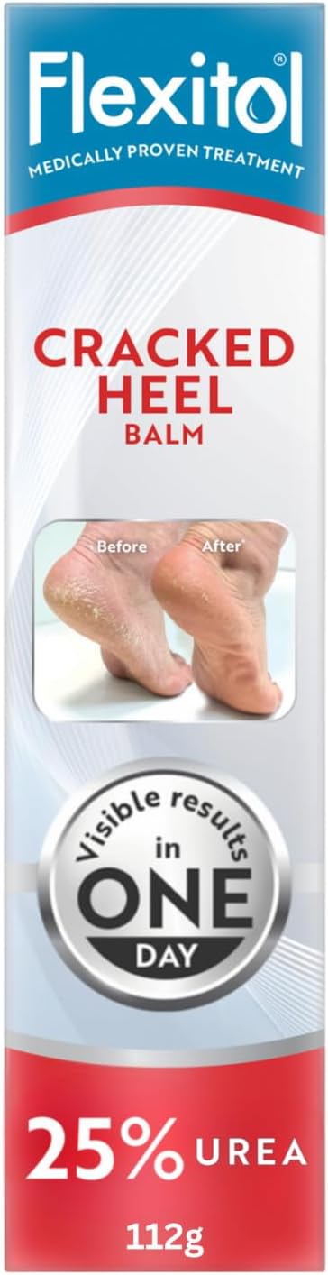 Flexitol Cracked Heel Balm with 25% Urea, Dry Feet Repair, 112g | Visible results in one day, medically proven foot cream, hard skin removal, diabetic-friendly moisturising care