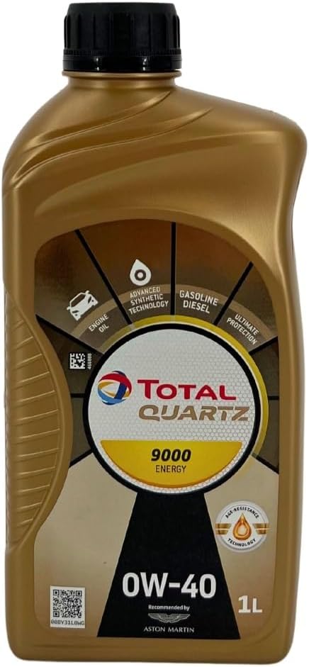 Quartz 9000 Energy 0W-40 Motor Oil - Low Phosphorus Motor Oil for Gasoline and Diesel Engines - Long Term Protection Premium Synthetic Motor Oils - 1 Liter