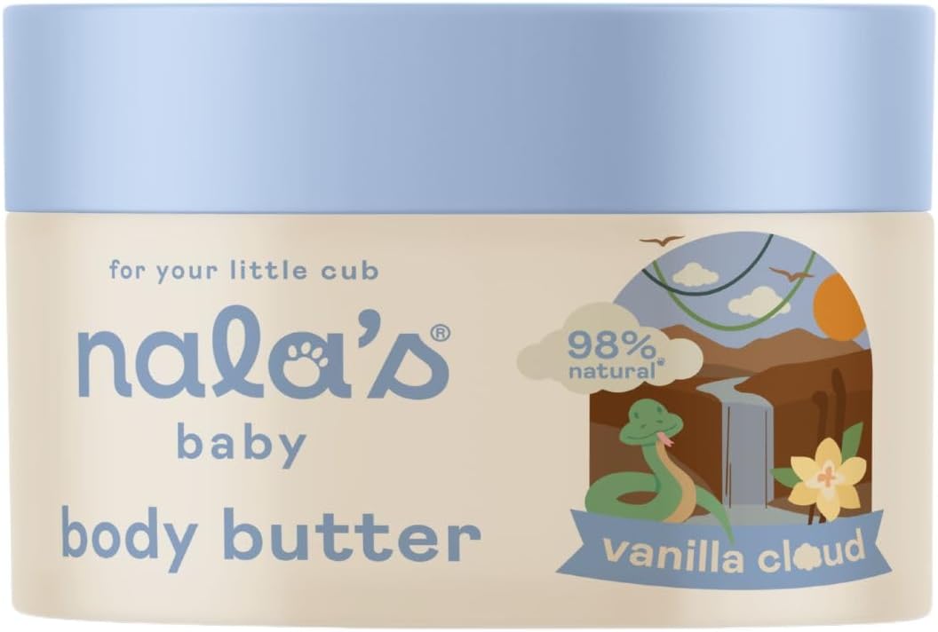 Nala's Baby Body Butter Vanilla Cloud | Allergen-Free Sweet Vanilla Fragrance | 98% Natural | Dermatologically-tested and Paediatrician-approved | Vegan | 200ml | Nalas Baby