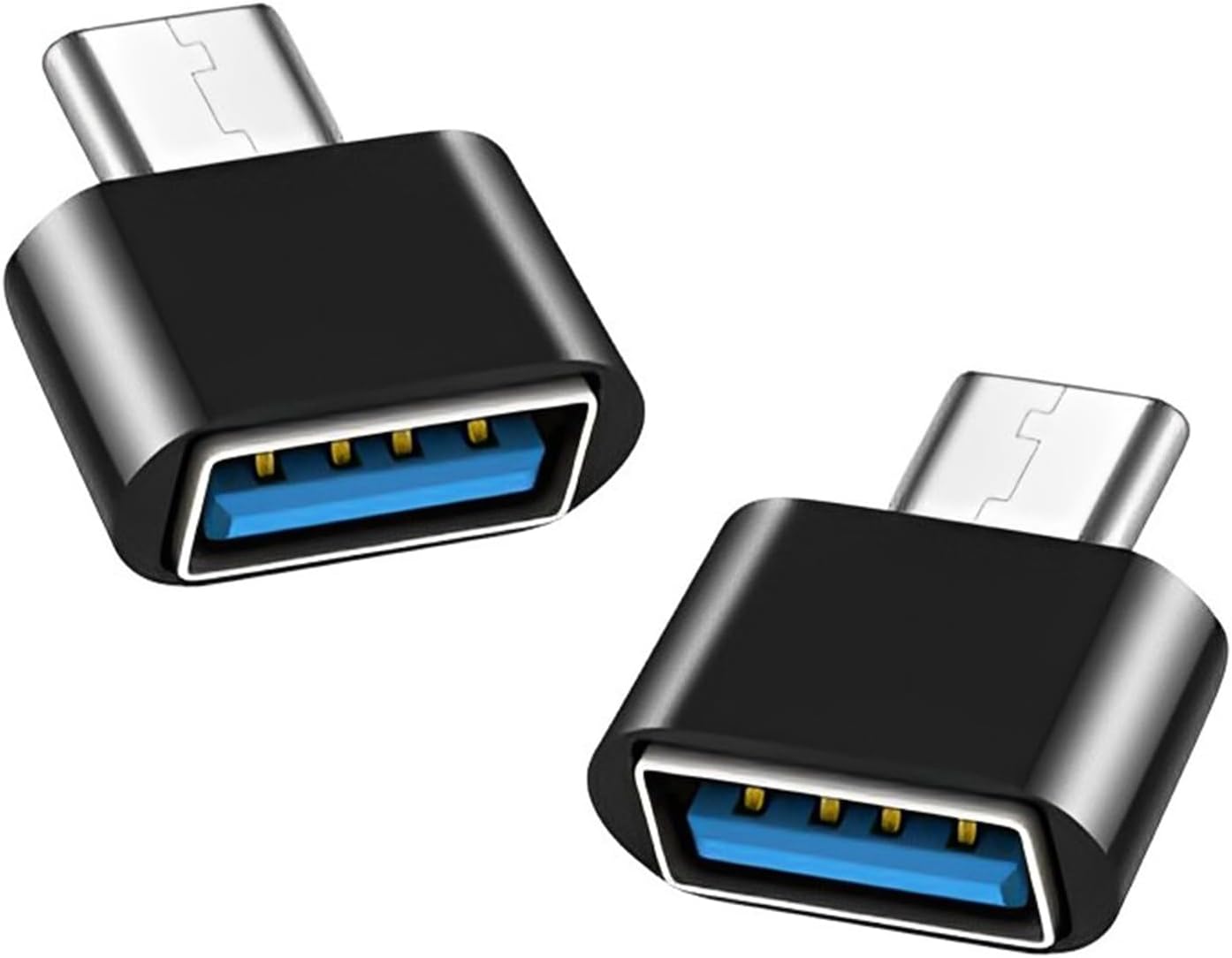 iJiGui USB C to USB Adapter 2 Pack, USB Type-C to USB-A OTG Adapter, USB A Female to USB-C Male Compatible with MacBook Pro 2021, MacBook Air 2020, Samsung Galaxy (Black)