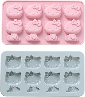 8 Cups Cute Cat Silicone Fondant Cake Mold,Hello ice mold,Kitty White Chocolate tray for Sugarcraft,Birthday Cake Decoration,Gumpaste Icing,Candy Cupcake Topper Decorating and DIY Baking Tools