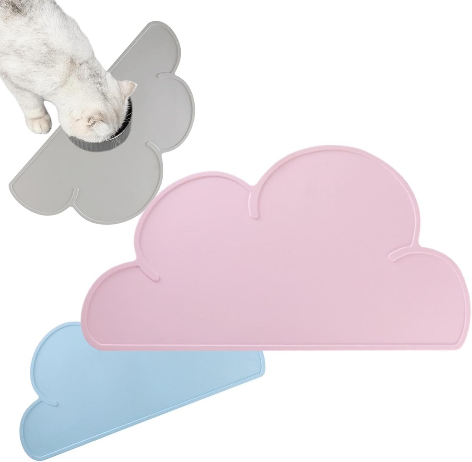 Premium Cat Food Mat - Anti-slip Silicone Pet Feeding Mat, Cloud-shaped Design for Food and Water, Ideal for Cats and Small Dogs - 48 * 27cm (pink)