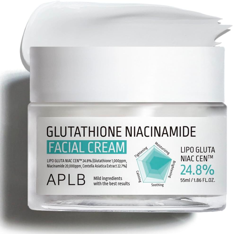 APLB Glutathione Niacinamide Face Cream | Niac CEN™ Lipo Gluta 24.8% 1.86 FL.OZ / Korean Skin Care, Deep Hydration by Niacinamide, Improved Skin Elasticity, Revitalisation for