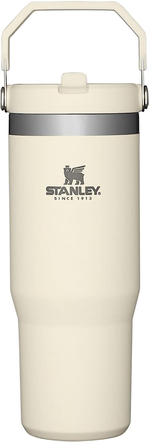 STANLEY IceFlow Stainless Steel Tumbler with Straw - Vacuum Insulated Water Bottle for Home, Office or Car - Reusable Cup with Straw Leak Resistant Flip - Cold for 12 Hours or Iced for 2 Days (Cream)