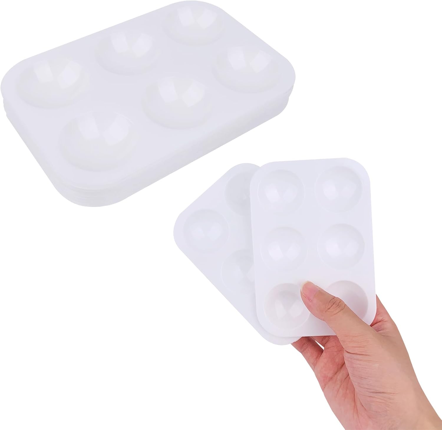 8 Pack Plastic Paint Tray Palettes, 6 Well Rectangular Palette, Watercolor or DIY Craft Paint Supplies