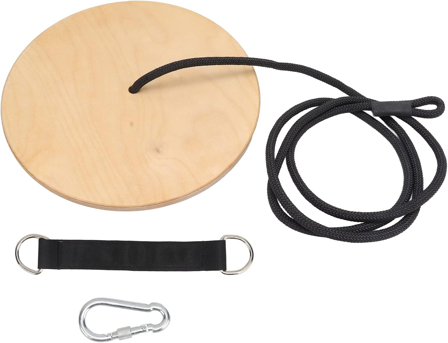 Disc Rope Swing, Wooden Round Platform Swing with Adjustable Climbing Rope, Outdoor Tree Swing for Kids and Adults, Safe and Durable Birch Wood Disc Swing for Backyard Playground