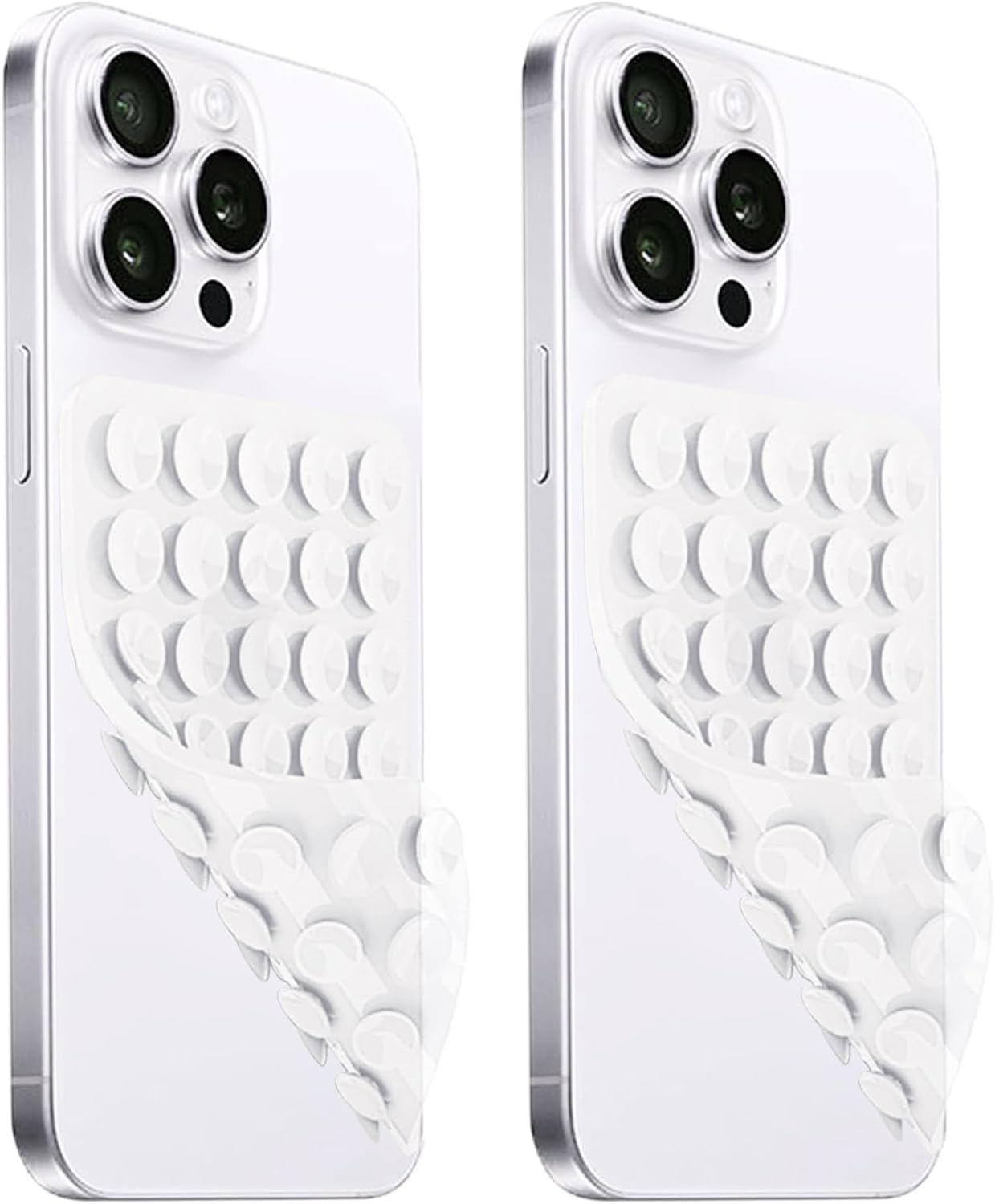 Anteel 2 Pack Silicone Suction Cup Phone Case Mount Double Sided, Hands-Free Strong Grip Silicon Phone Holder, Non Slip Phone Accessories for Selfies and Videos (Translucent)