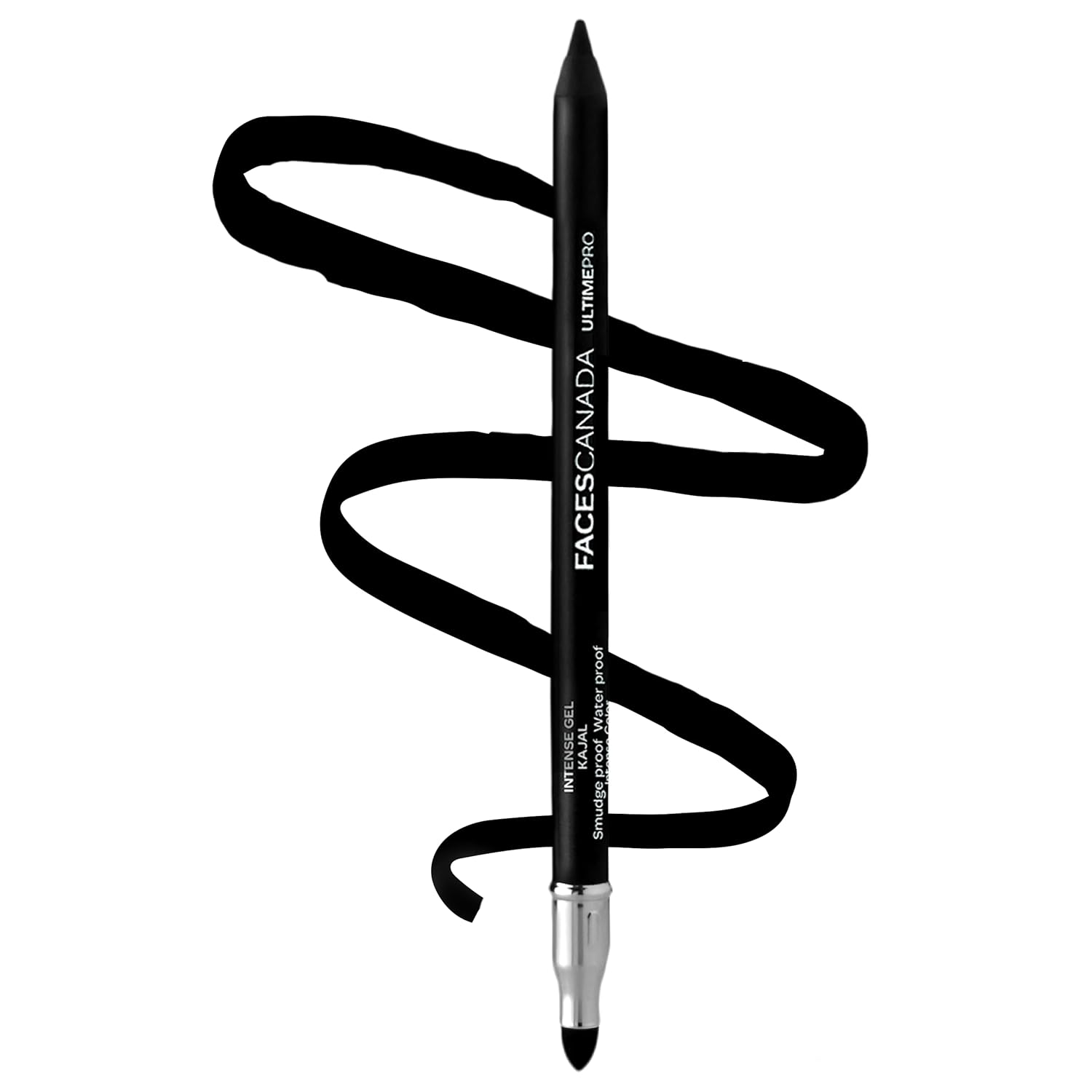 Ultime Pro Intense Gel Black Eye Pencil | with Smudger & Sharpener | 24HR Long Lasting | Waterproof & Smudge Proof | One Swipe Smooth Glide | 0.04 Oz/1.2g