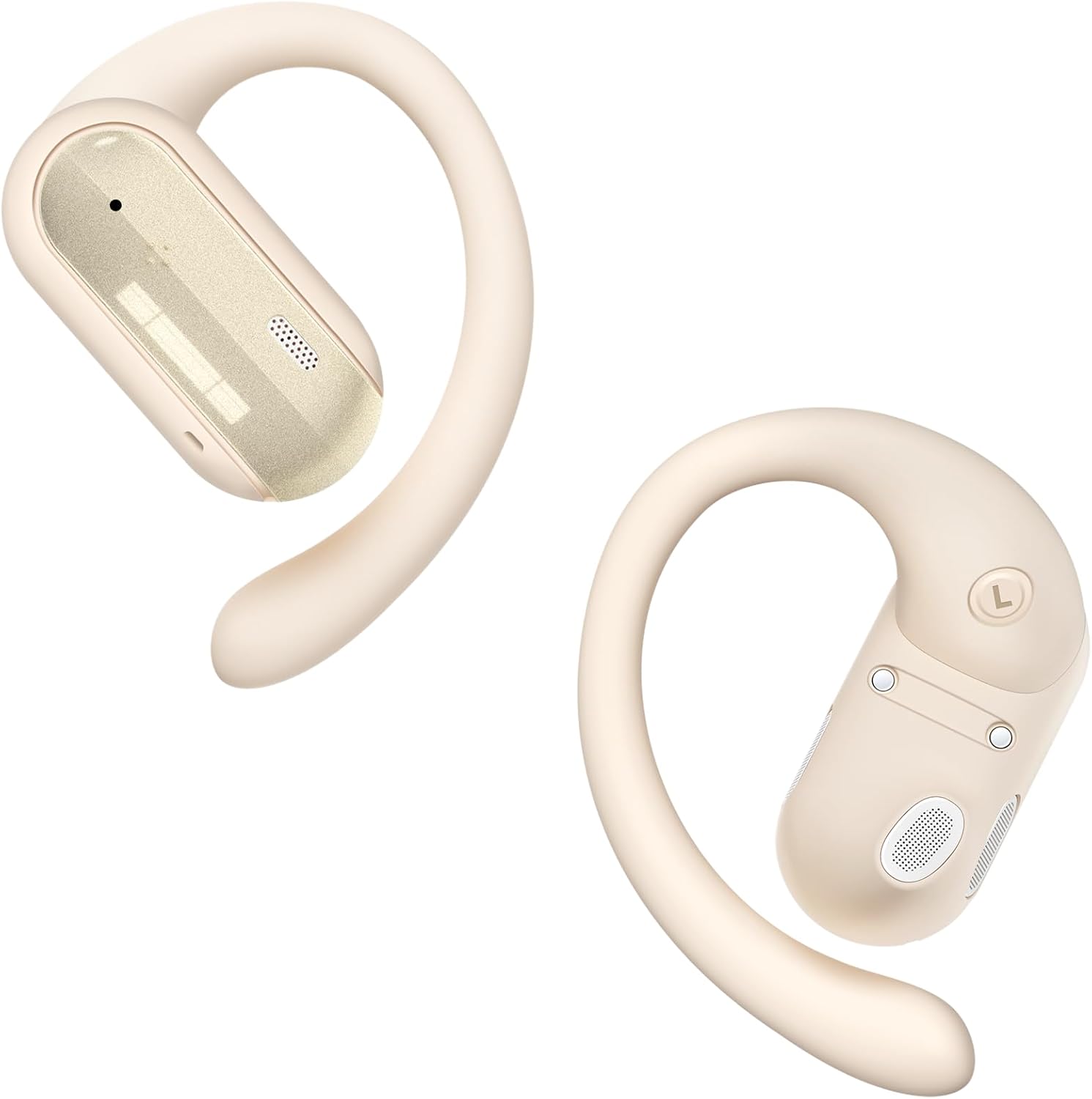 Open Ear Earbuds Wireless Headphones 40HRS Playtime Fast Charing Digital Display Open Ear Headphones with Ergonomic Earhook IPX7 Waterproof Bluetooth 5.4 Ear Buds for Running Workout Driving Beige