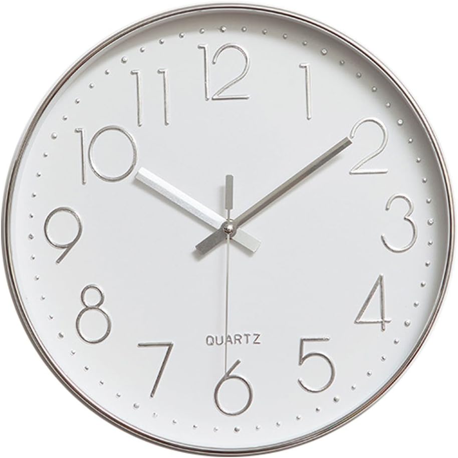 jomparis Modern 12 Inch Battery Operated Silent & Non-ticking Wall Clock Quiet Sweep Quartz Silver Chrome Frame Office Home Decor Clocks