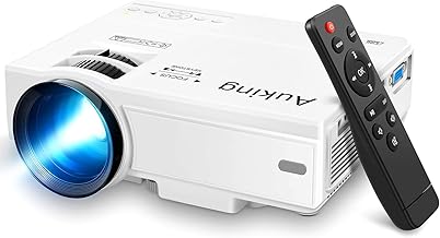AuKing Projector, 2024 Upgraded Mini Projector, Full HD 1080P Home Theater Video Projector, Compatible with HDMI/USB/AV/Smartphone/TV Box/Laptop