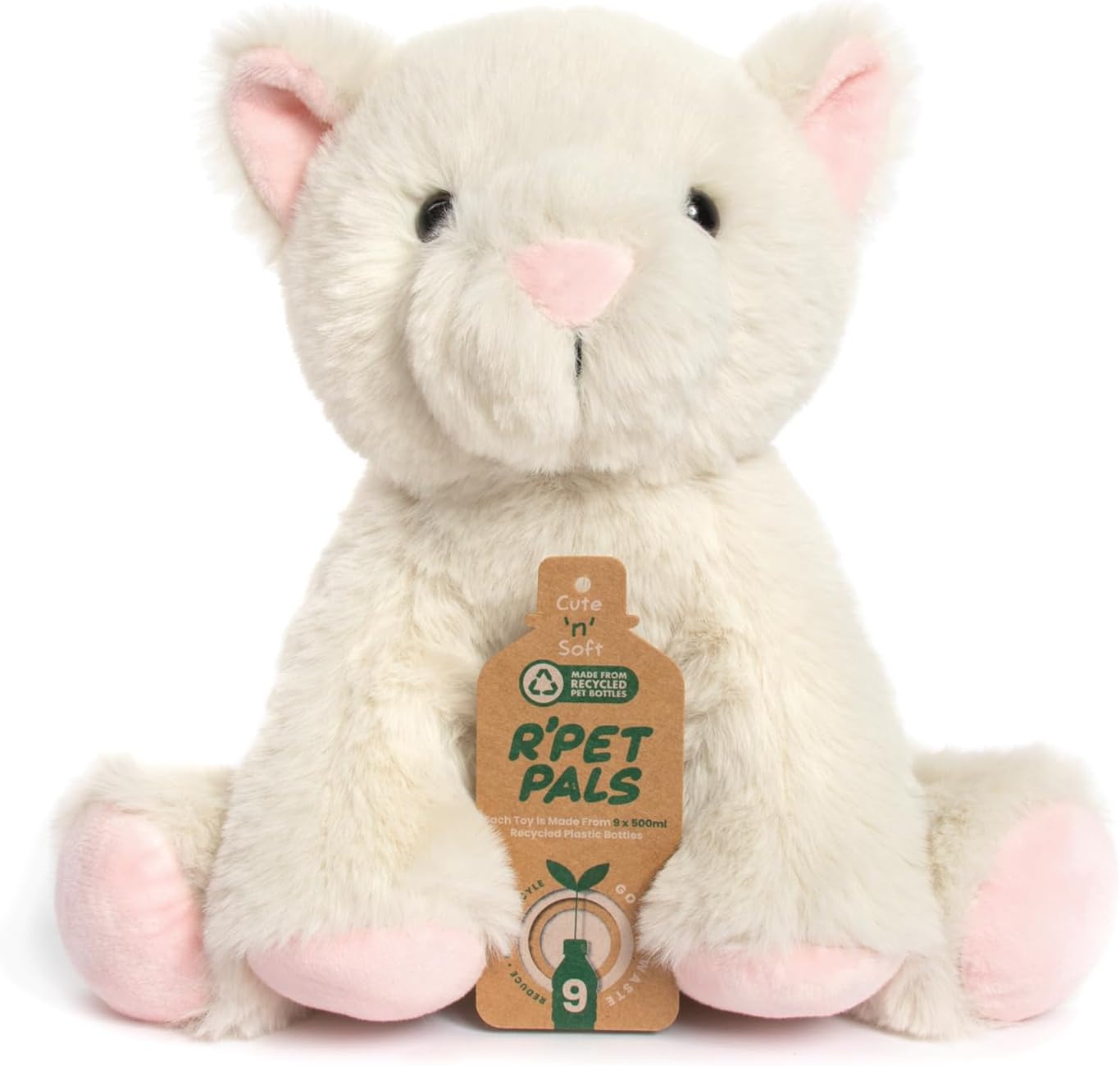 Lesser & Pavey Rpet Pals Kitty Sitting Cat Teddy For Kids | Made Up of Recycled Bottles | Stuffed Animal Soft Toys | Ideal For Birthday or Baby Gift