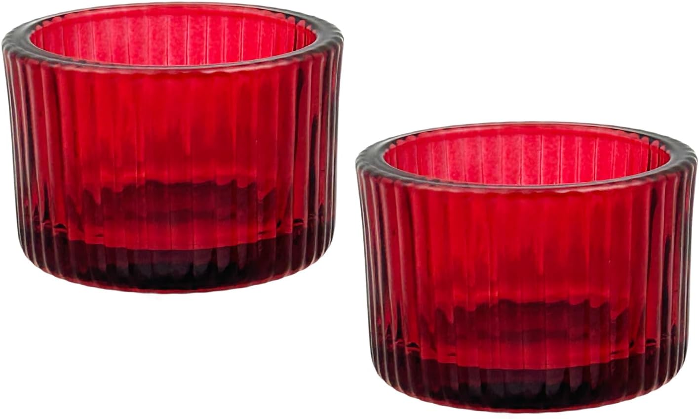 2 Pcs Tealight Candle Holders - Glass Votive Candle Holders for Weddings, Dinner Parties, and Home Decor - Red Centerpiece Accent for Table Setting