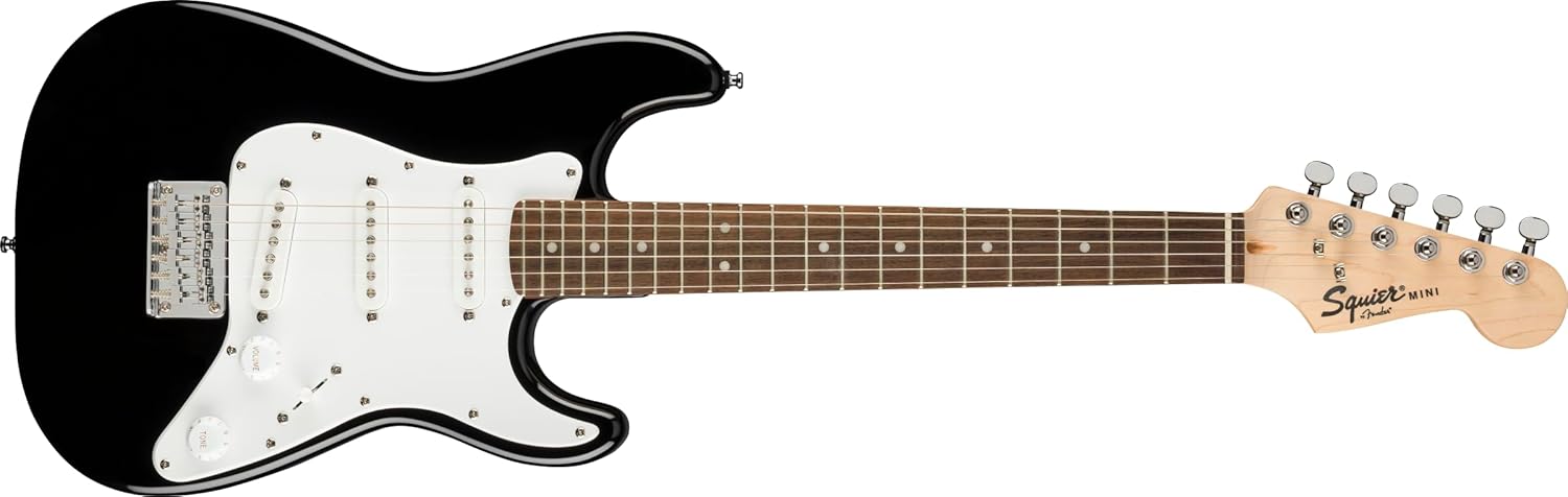 Squier by Fender Electric Mini Stratocaster, Electric Guitar, Laurel Fingerboard, Black
