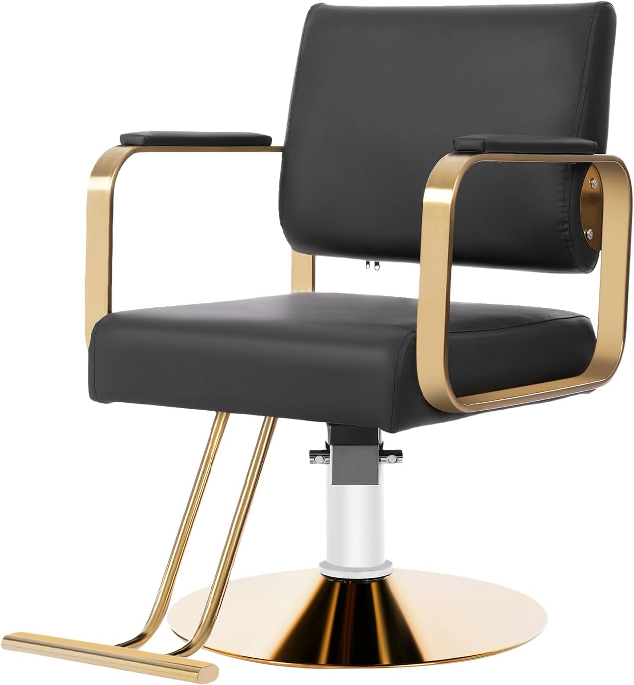 Barber Salon Chair, Adjustable Beauty Spa Hair Styling Salon Chair 360° Rotatable Multi-Function Barber Chair with Footrest for Barber Shops Homes & Spas, 440lbs Capacity (Black+Golden)