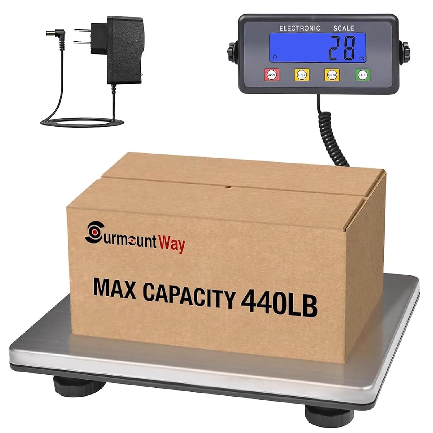 SurmountWay Large Shipping Scale 440lbs, 15.3”x11.8” Stainless Platform