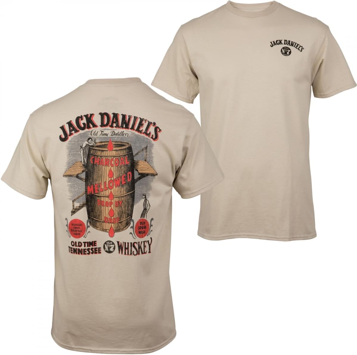 Jack Daniel's Whisky Barrel Front and Back Print T-Shirt