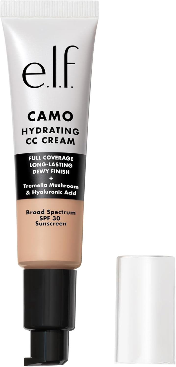 e.l.f. Hydrating Camo CC Cream, Colour Correcting Full Coverage Foundation For A Dewy Finish With SPF 30, Vegan & Cruelty-Free, Light 205N