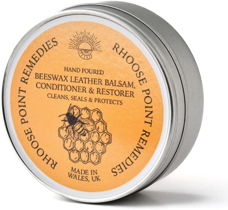 Beeswax Leather Balsam Rich Conditioner & Restorer 100ml - 100% Natural Ingredients CLEANS SEALS & PROTECTS Handpoured in UK Chemical Free Biodegradable Moisturises Nourishes Prolongs Life of Items