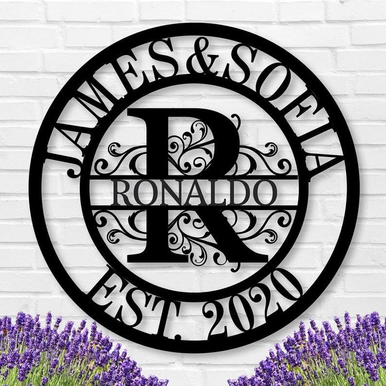 Riaeelvs Custom Metal Sign,Family Name Sign,Last Name Signs,Split Letter Wall Art,Home Decor,Personalized Monogrammed Gifts For Wedding,Outdoor Wall Decor,Bedroom Door Signs