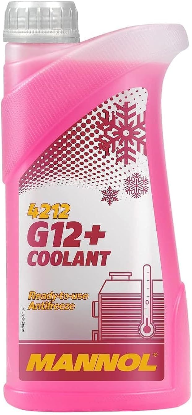 MANNOL 1 Litre Coolant G12+ Antifreeze 4212 SAE J1034 Carboxylated Ready For Use Solution