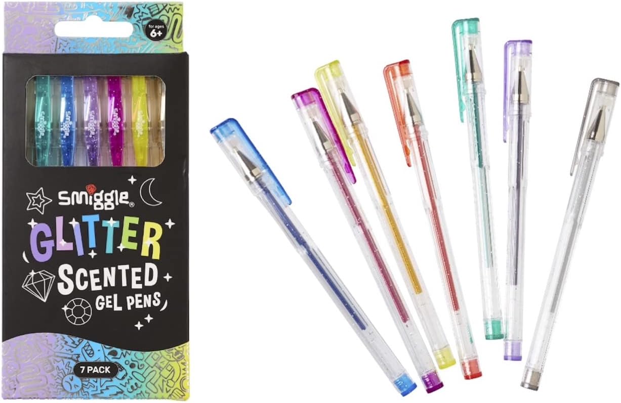 Smiggle Rollerball Gel Pens x7 Pack Glitter Scented Multicoloured