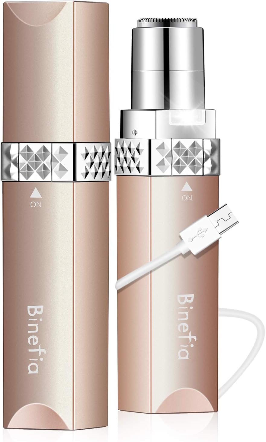 Facial Hair Remover Women, Binefia USB Rechargeable Hair Removal, Painless Face Hair Trimmer, Portable Electric Razor, Waterproof Ladies Shaver for Peach Fuzz/Lip/Chin