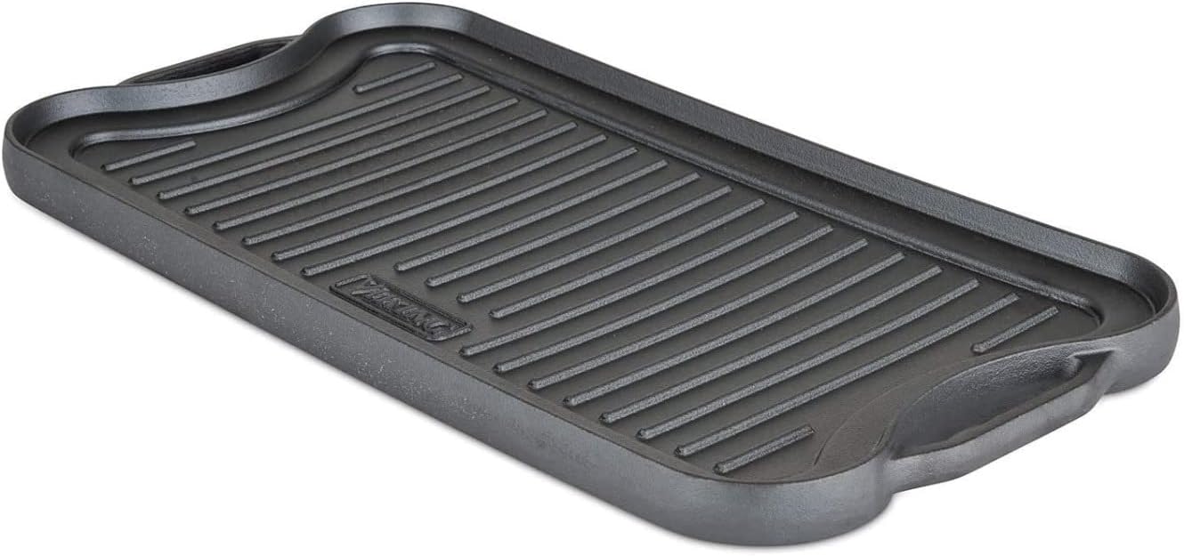 Viking Culinary Cast Iron Reversable Pre-seasoned Griddle, 20 inch, Oven Safe, Handwash Only, Works on All Cooktops including Induction