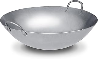 Craft Wok Large 18-Inch Heavy Canton Style Hand Hammered Carbon Steel Wok (Round Bottom) / 731W87-18in