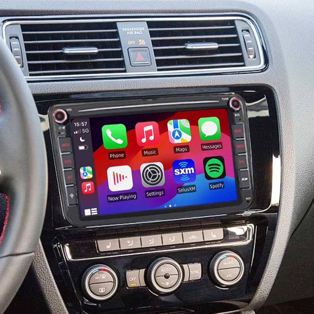 7 inch Upgrade Car Stereo for VW Jetta 2011-2018 Double Din Radio 2+32G Touch Screen GPS Navigation Head Unit Radio Wireless Carplay Android Auto Bluetooth AHD Backup Camera FM/RDS SWC