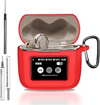 for JBL Tour Pro 3 Case Cover, Protective Silicone Skin Accessories with Keychain& Lanyard and Cleaner Kit for JBL Tour Pro 3 Charging Case, Front LED Visible, Red