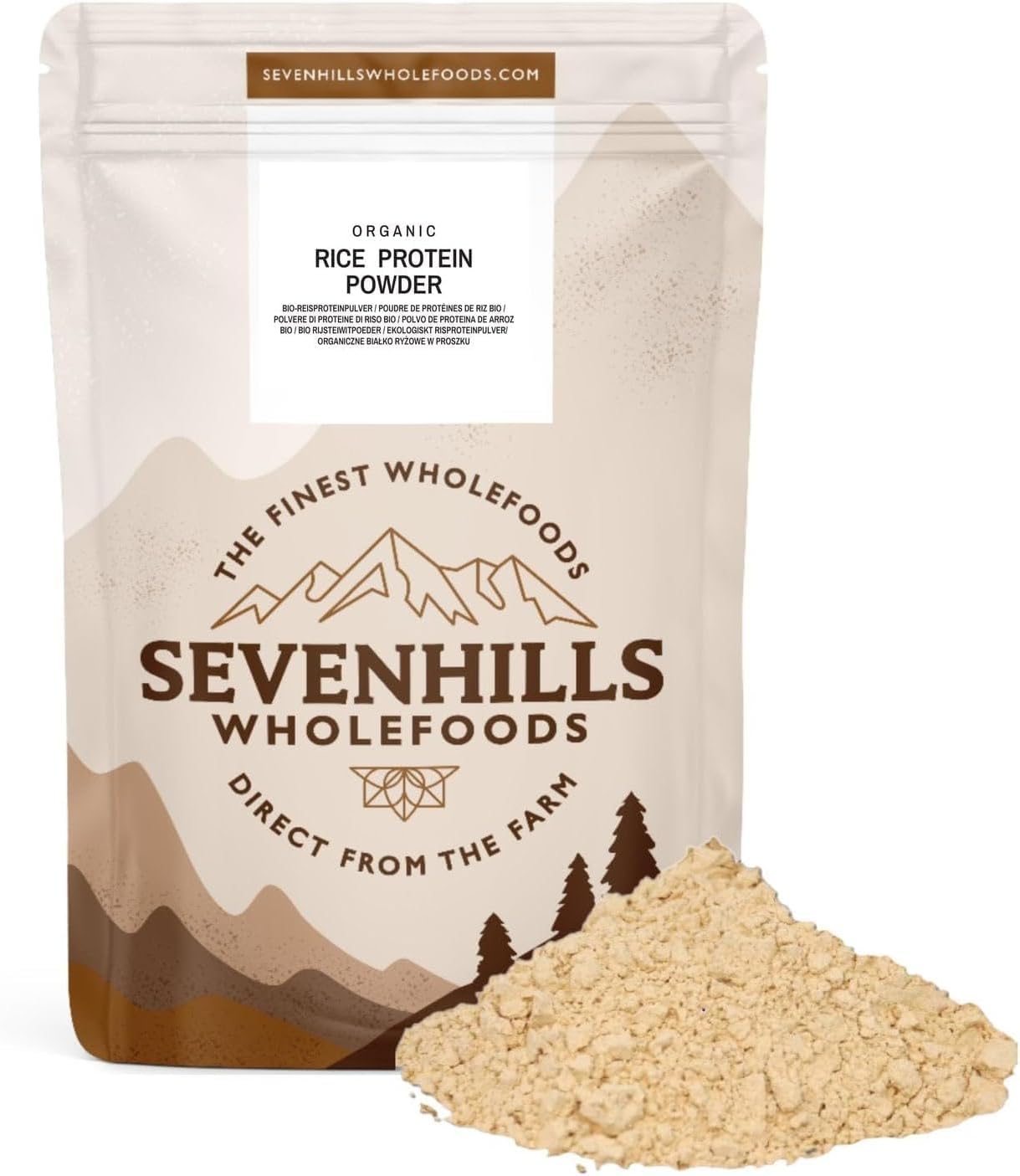Sevenhills Wholefoods Organic Brown Rice Protein Powder 1kg - 84% Protein Content, Vegan, Natural, Plain & Unsweetened, Dairy Free, Gluten Free, Plant Based, No Additives or Preservatives, Non-GMO