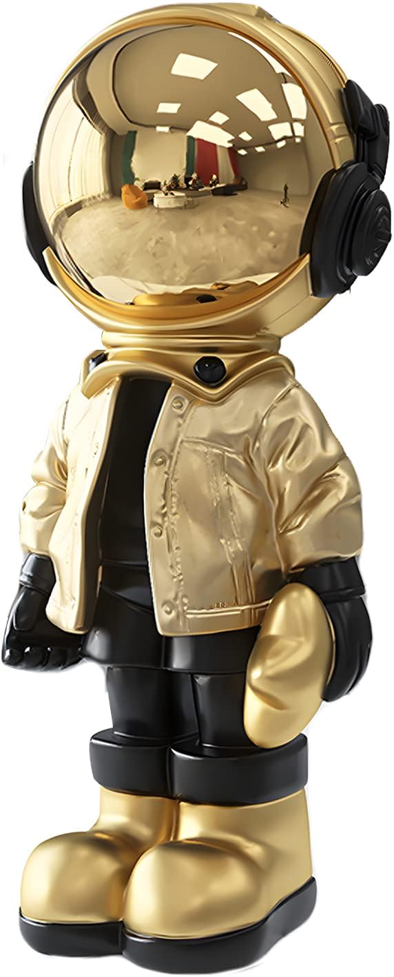 Dosker Astronaut Statues Spaceman Sculpture Polyresin Arts Gifts Gold Figurine Ornament Room Decor for Men,Home and Crafts Desktop Accessories Tabletop Decoration, Living Room, Office, Bookshelf