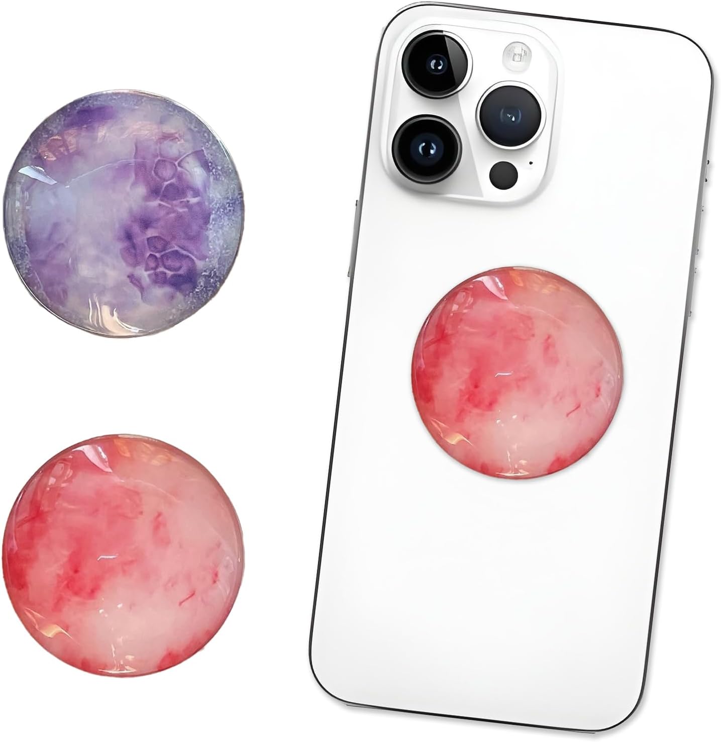 2PCS Phone Finger Holder Grip,Foldable Stand and Finger Holder-Phone Accessories Compatible with Smartphones, Mobiles & Cases,Ins Style（Red & Purple)