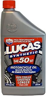 Lucas Oil 10765 SAE 50WT Synthetic Motorcycle Oil - 1 Quart, Multi-Colored