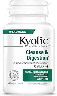 Kyolic Aged Garlic Extract Formula 102, Ginger and Glucanase Enzyme Complex, 100 Vegetarian Capsules (Packaging May Vary)