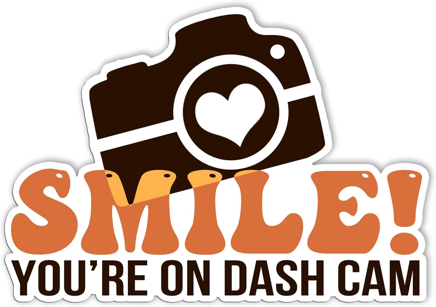 Smile You are On Dash Cam Sticker, Funny Warning Sign Camera CCTV Decals Sticker, Vinyl Waterproof Stickers for Car, Truck, Van, Windowns, Camera Area, CCTV, Gifts Ideas for Friends (6inches)