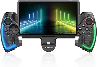 LED Switch Joycon Support Telescopic Adjustment, Enhanced Switch/Switch OLED Joycon Controller for Handheld Mode, Switch Controller with Colors LED, Adjustable Joystick Sensitivity and Turbo Function