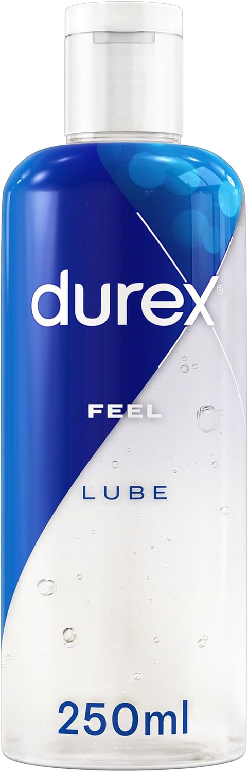 Durex Play Feel Water Based Lube, 250ml, Gentle, pH Friendly, Non Sticky, Non Staining, Unflavoured, Condom & Toy Compatible, Smooth Texture, Clinically Tested