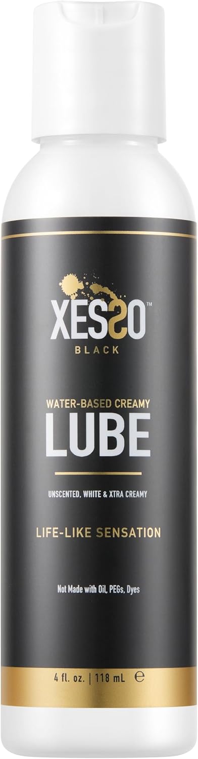 XESSO Water-Based Creamy Lube, Unscented 4 fl oz, Thick White Gel-Like Slippery Glide, Hypoallergenic for Women, Men & Couples. Made in US & Discreet Package. Package May Vary