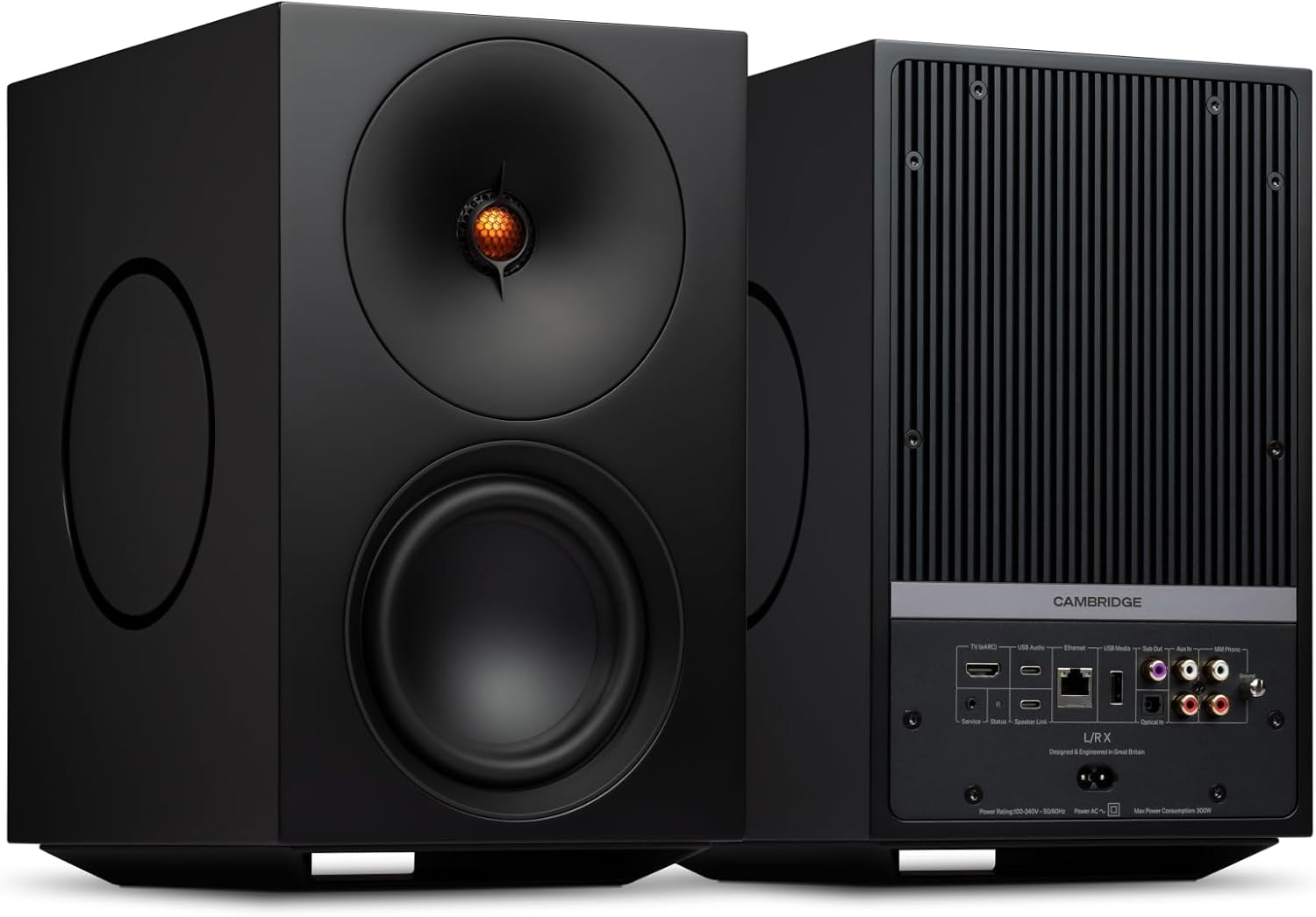 Cambridge Audio L/R X β Premium 800W WiFi Stereo Streaming Speakers with Built-in Amplifier, Spotify, Tidal, Qobuz, AirPlay 2, Google Cast, HDMI eARC, Bluetooth, Phono Stage