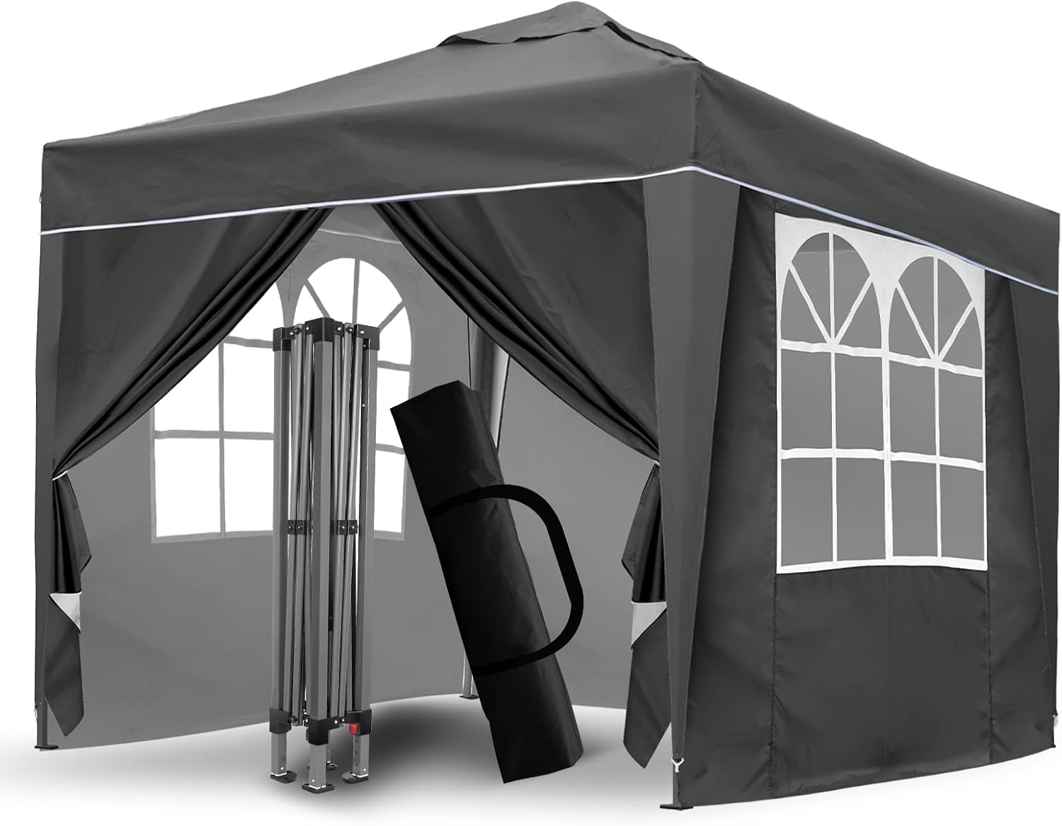 SANHENG Pop Up Gazebo, Pop Up Tent with Weights, Fully Waterproof, All Weather Gazebo ideal for Outdoor Party Camping (3x3m,Grey)