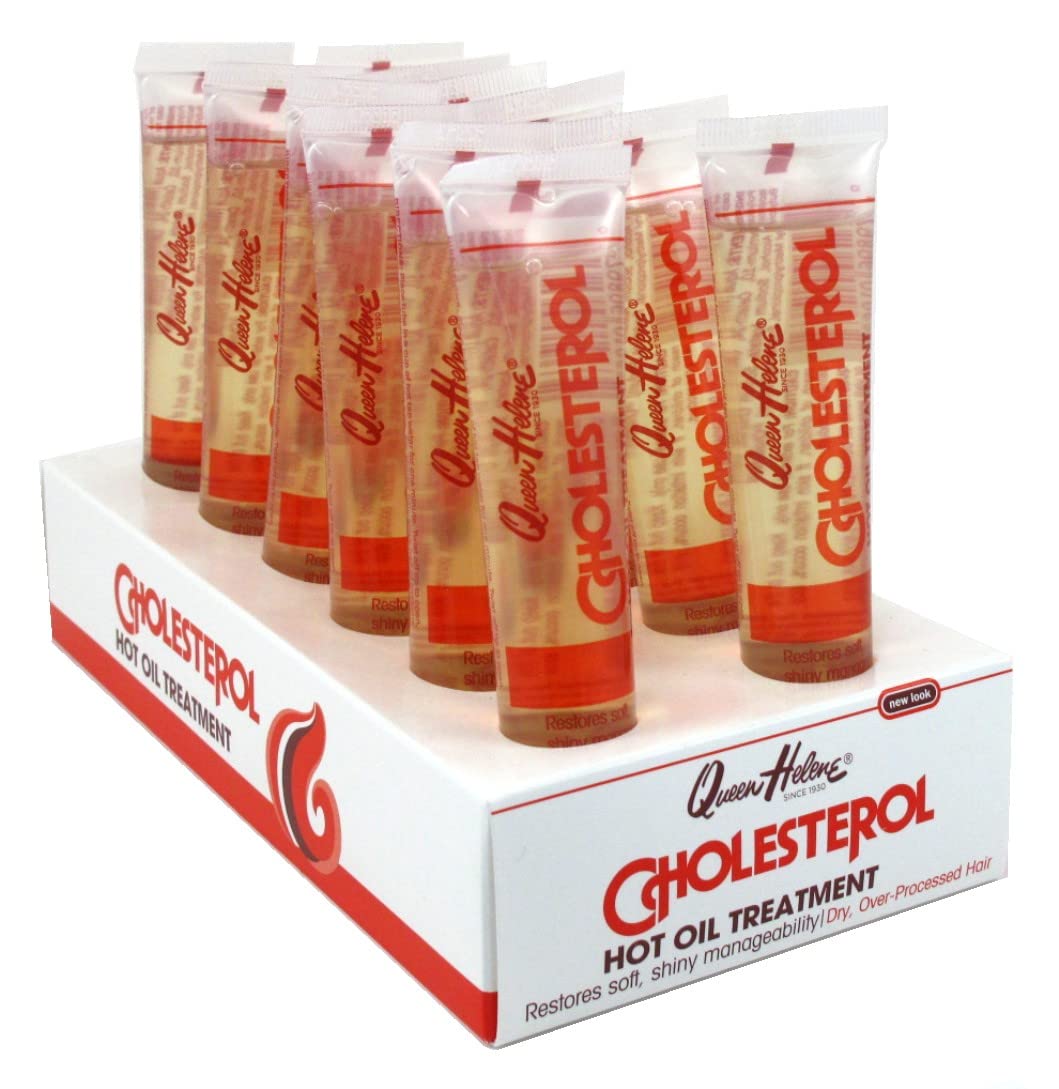 Queen Helene Cholesterol Hot Oil Treatment for Dry, Over-Processed Hair, Restores Soft, Shiny Manageability,1 FL OZ Tube - 12 Count