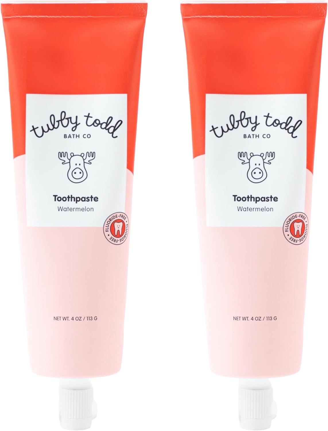 TUBBY TODD Fluoride Free Kids Toothpaste - Made with Xylitol - Safe Toothpaste for Baby, Toddler, Infant & Children - 4oz, 2 Pack - Watermelon Flavor