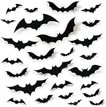 68Pcs Bat Wall Decor, Halloween Bats Decorations 3D Bats Wall Decor Realistic PVC Bats Stickers for Outdoor DIY Home Decor Party Supplies