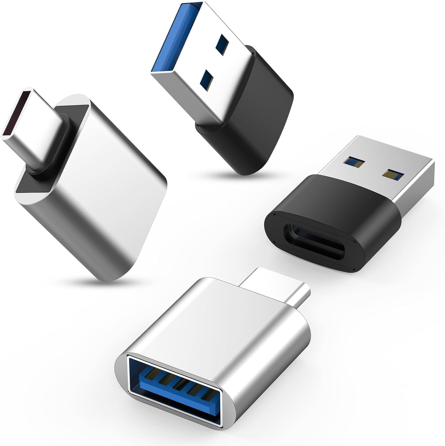 4Pack USB C to USB 3.0 Adapter(2Pack)& USB 3.0 to USB C Adapter(2Pack), 5Gbps SuperSpeed Data Transfer and Charge USB Converter Compatible with iPhone16 15 Laptop Samsung