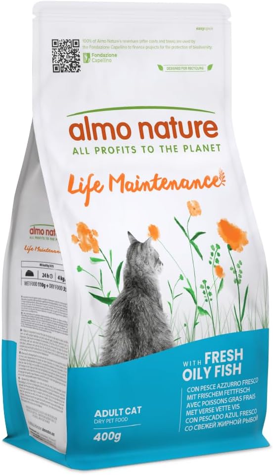 Almo Nature Life Maintenance, Dry Food Cat Adulto with Fish Azzurro Fresco | Pack of 400 g