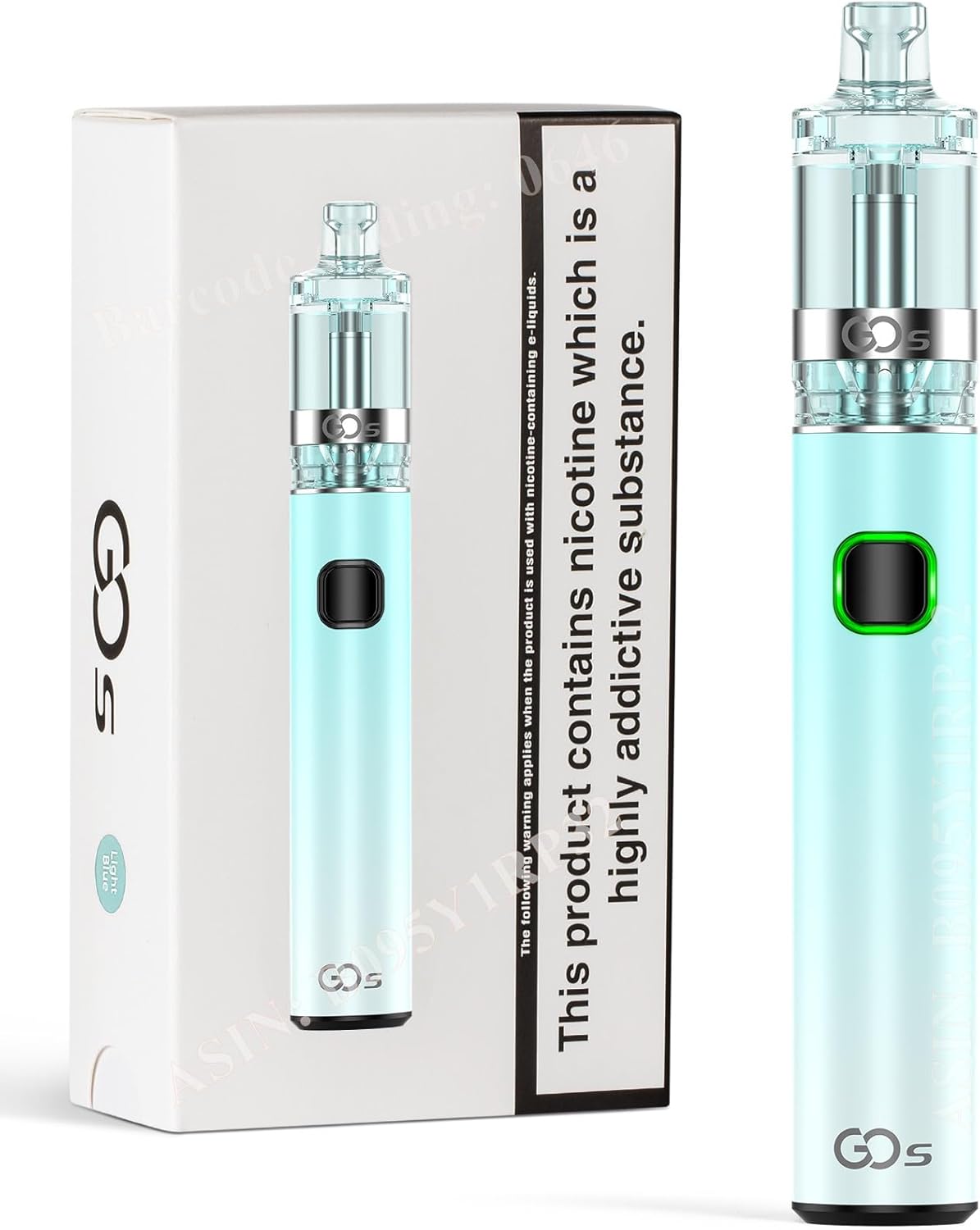 Innokin E Cigarette Vape Pen Starter Kit, Innokin GO S Pen, 1500mAh E-Cig Vape Kits with Top-Refill 2ml Pod-Style Tank, Airflow Control Vaping, Smooth MTL Stick, AMZ Edition No Nicotine - Light Blue
