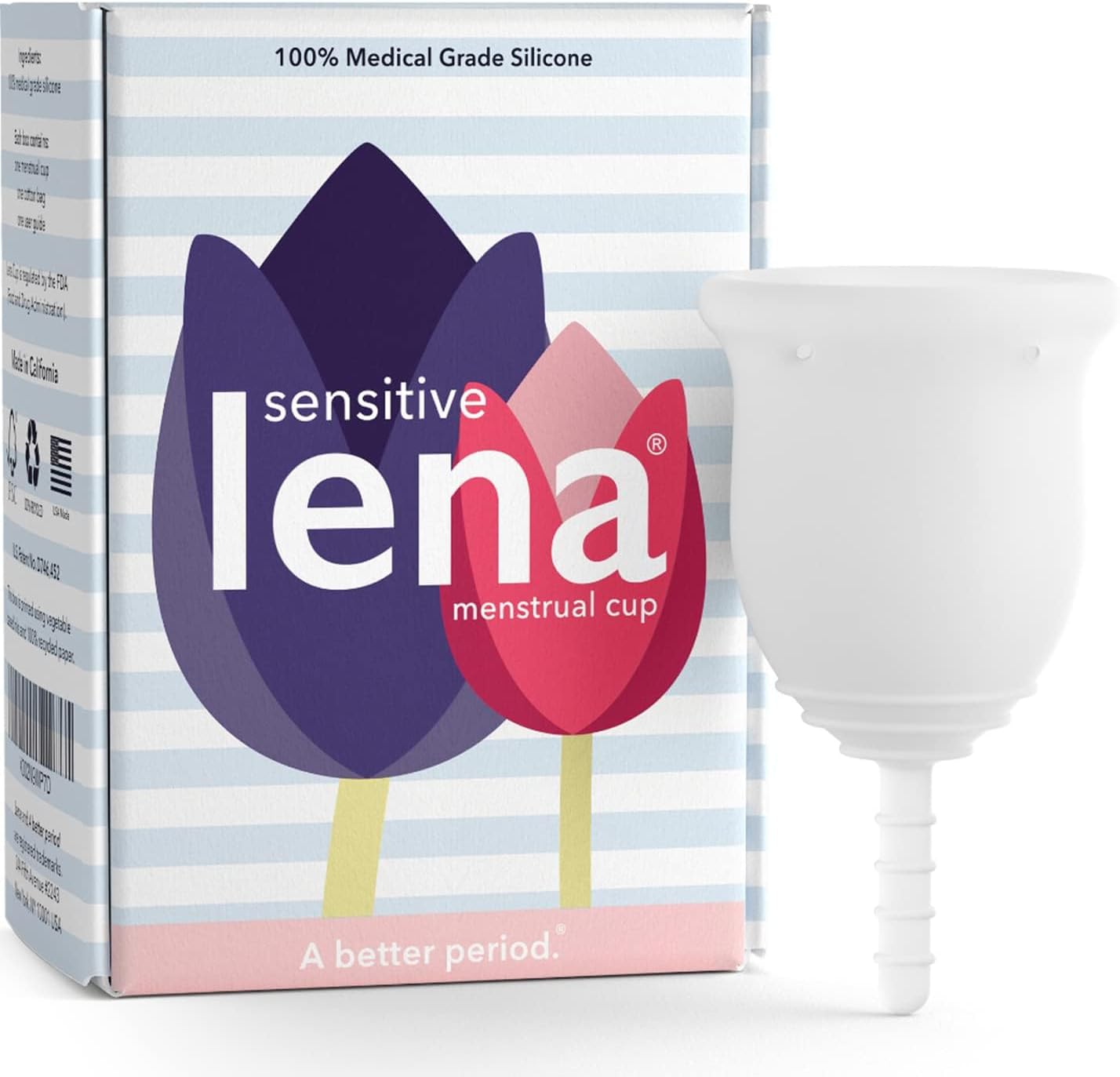 Lena Sensitive Menstrual Cup, Soft Reusable Period Cup, Tampons,Period Underwear and Menstrual Pads Alternative, Feminine Care, FSA Eligible, Silicone Menstrual Cups, Made in USA, Small, Clear