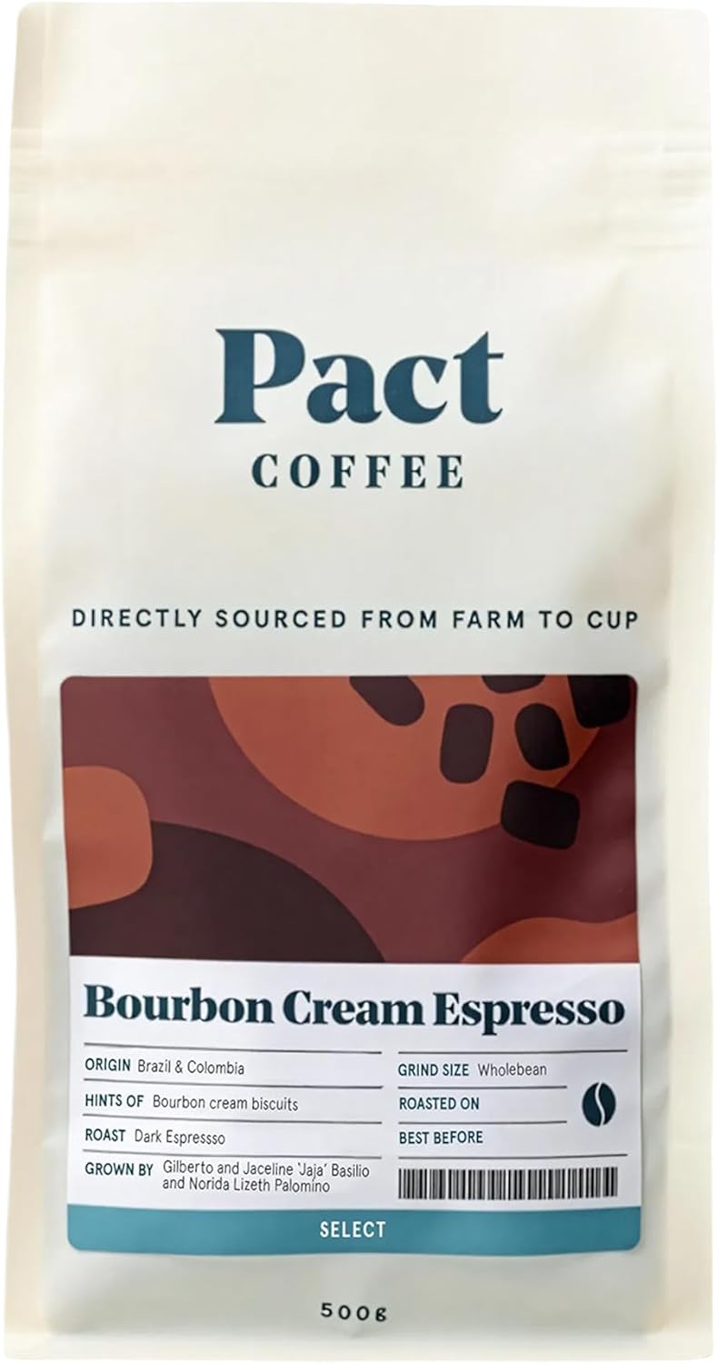 Pact Bourbon Cream Espresso, 500g, Wholebean, Dark Roast, Ethically Sourced, Freshly Roasted, Whole Coffee Beans